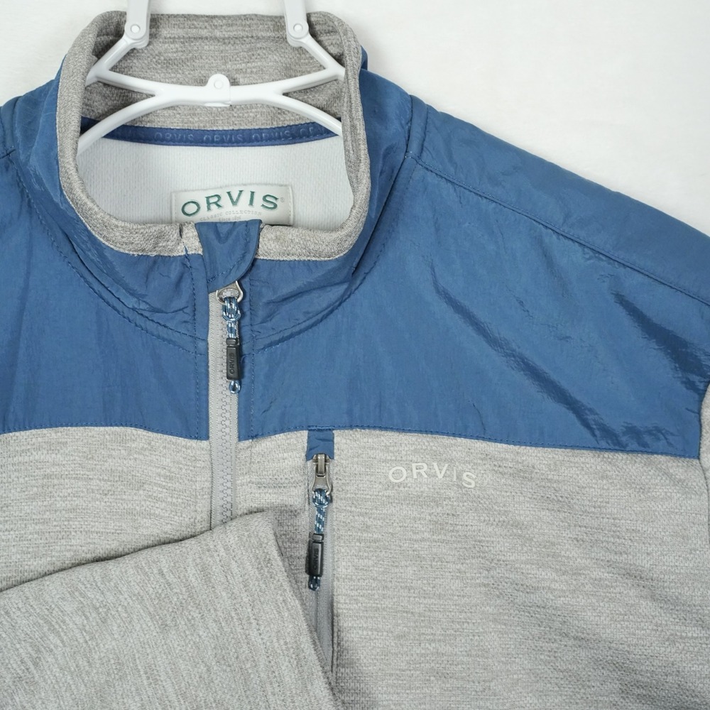 ORVIS Men's Size XL‎ Full Zip Jacket Gray Blue Pullover Outdoor Casual